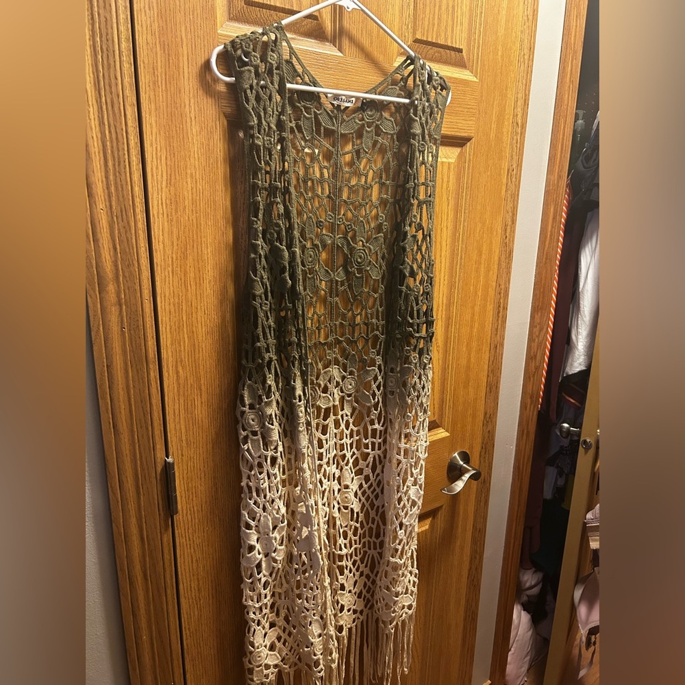 Beautiful long crocheted vest